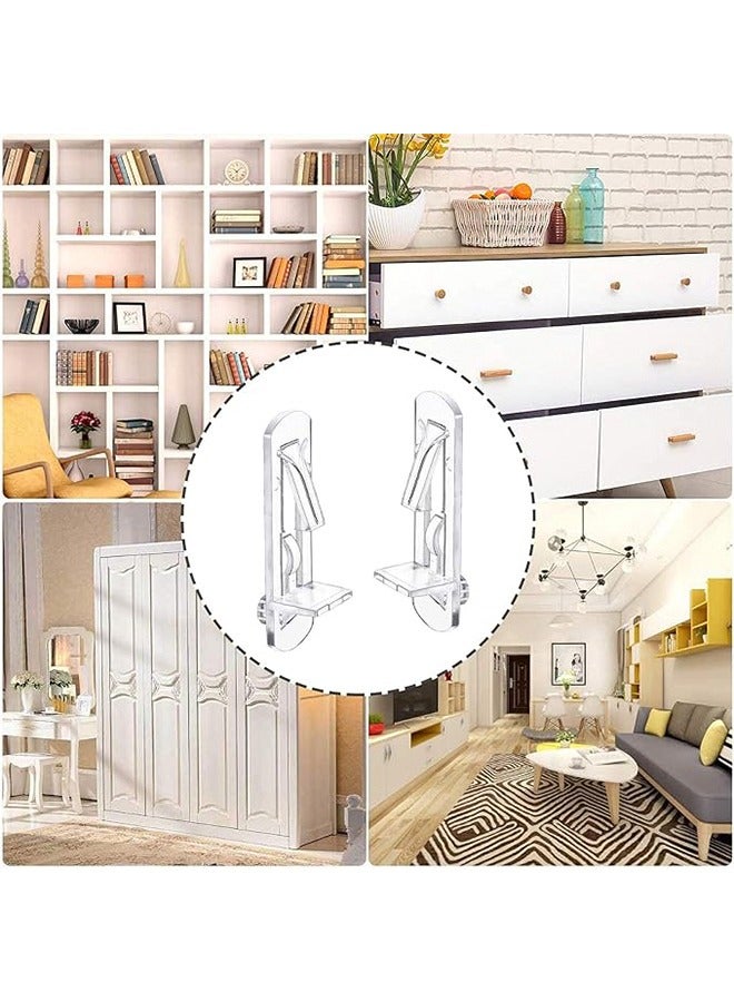 20 Pcs Shelf Support Peg Clear Plastic Cabinet Shelf Pins Self-Locking Bracket Clips Rectangular Plastic Laminated Plate Holder for Supporting Furniture Kitchen Bookcase Closet Shelf 5*20MM - Image 4