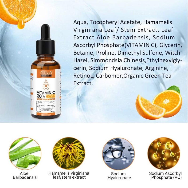 ELBBUB Anti Aging Vitamin C Serum Hyaluronic Acid Serum Set with Hyaluronic Acid Skin Care Set Boost Skin CollagenHydrate Plump Skin Anti Aging Wrinkle Facial Serum - Image 4