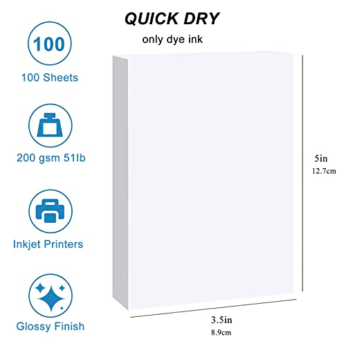 ESHANG Glossy Photo Paper, 3.5 x 5 Inch, 100 Sheets, 200 gsm, 100-Count Pack - Image 2