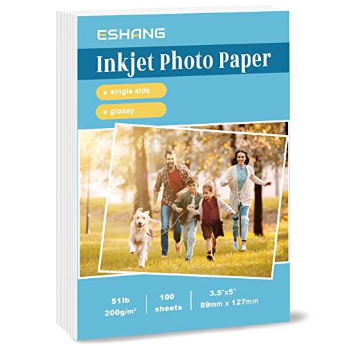 ESHANG Glossy Photo Paper, 3.5 x 5 Inch, 100 Sheets, 200 gsm, 100-Count Pack - Image 1