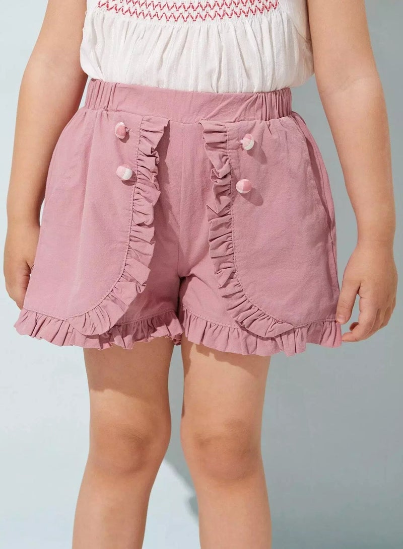 Toddler Girls Elastic Waist Ruffle Detail Shorts - Image 1