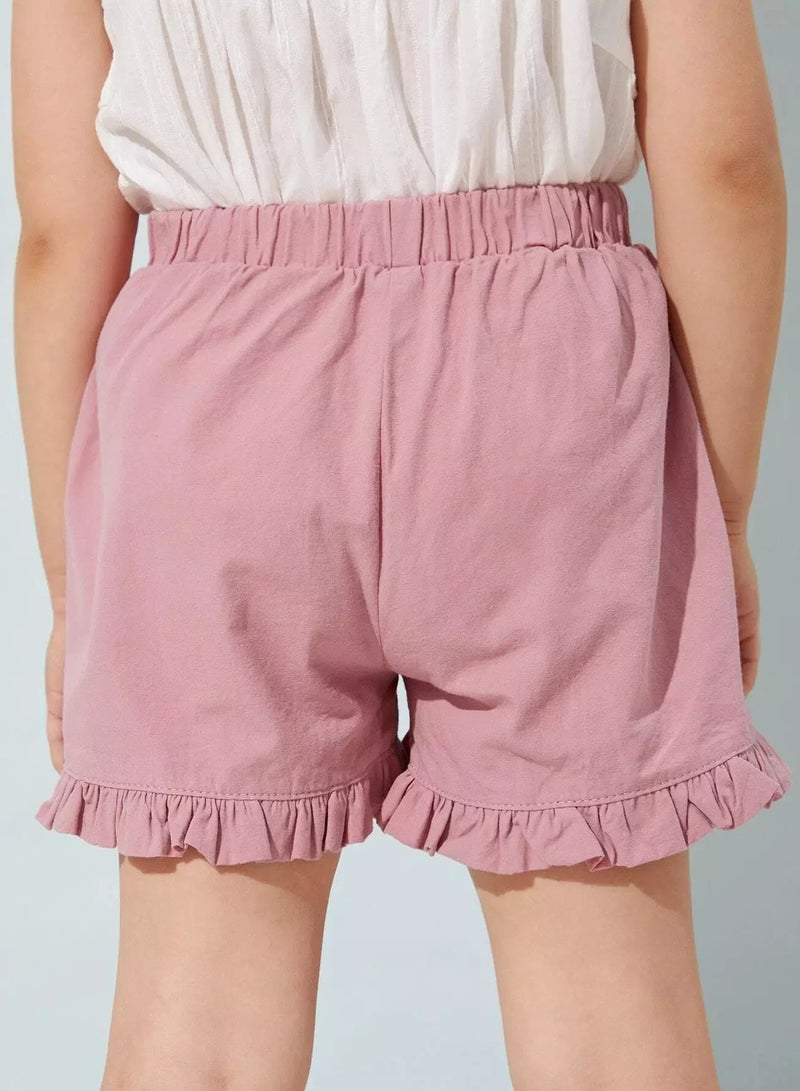 Toddler Girls Elastic Waist Ruffle Detail Shorts - Image 2