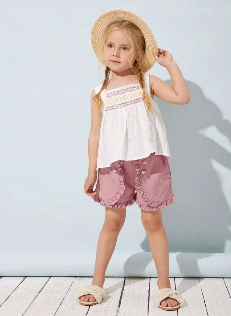 Toddler Girls Elastic Waist Ruffle Detail Shorts - Image 3
