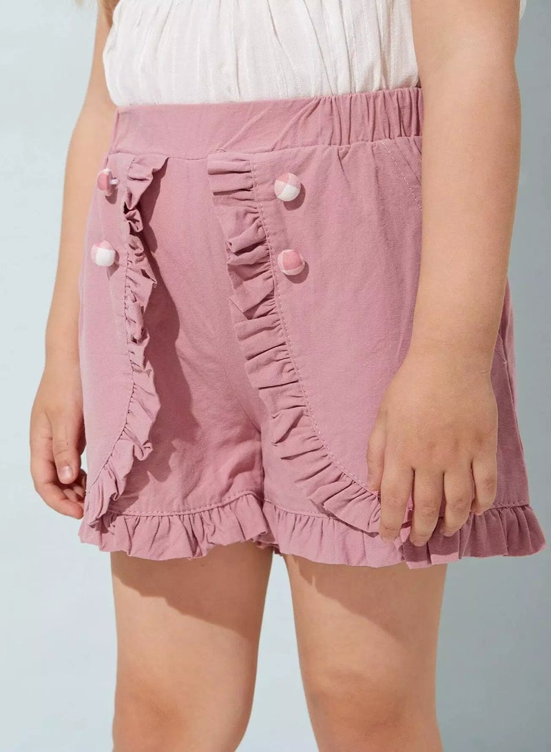 Toddler Girls Elastic Waist Ruffle Detail Shorts - Image 5