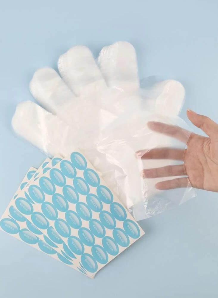 Transparent Nylon Glove 100 Pieces, with 100 Stickers - Image 4