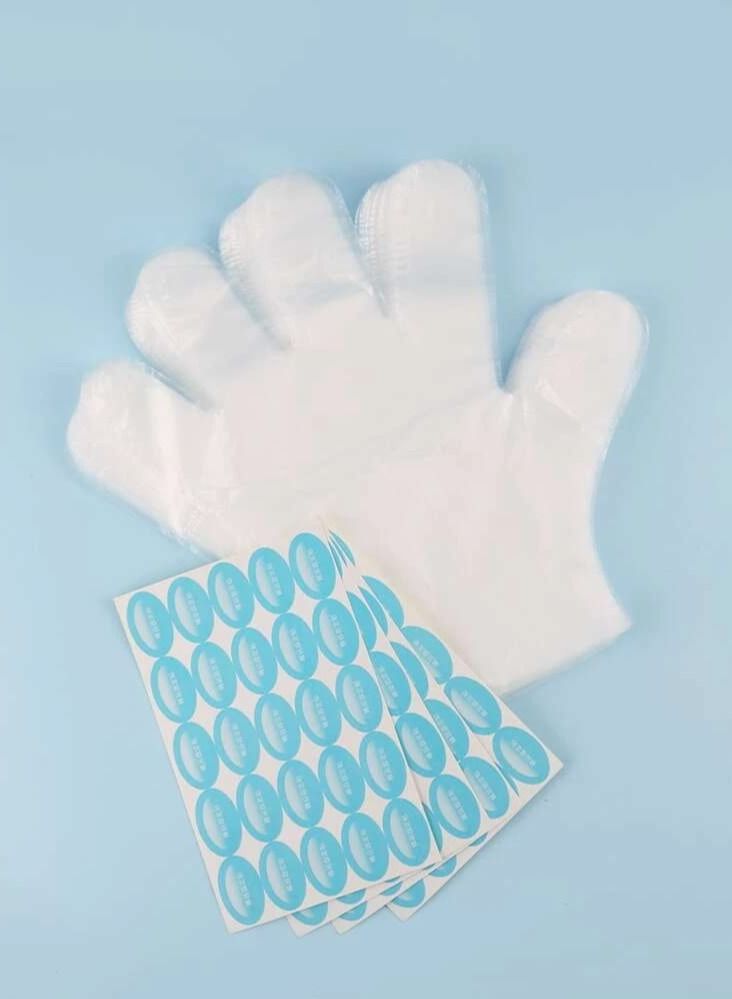 Transparent Nylon Glove 100 Pieces, with 100 Stickers - Image 3