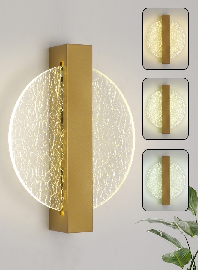 YATAI LIGHTING ضوء حائط LED حديث بسيط، 6 واط، ذهبي، قابل للتعتيم بثلاثة ألوان (3000K-6000K)، مصباح حائط أكريليك ومعدني لغرفة النوم، غرفة الطعام، الممر، بجانب السرير - Image 1