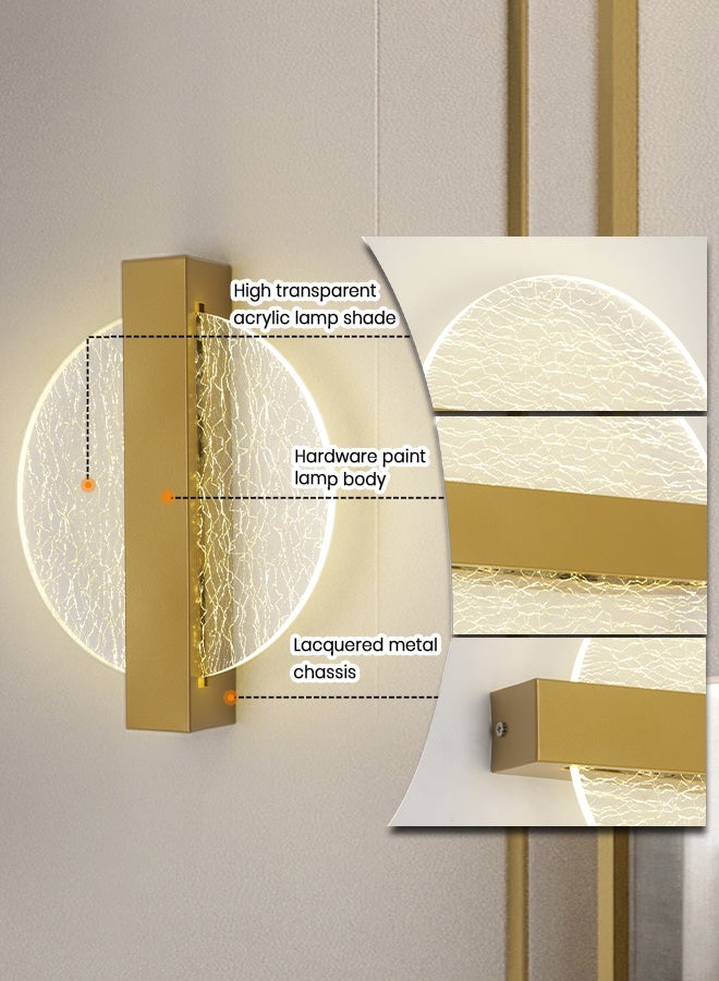YATAI LIGHTING ضوء حائط LED حديث بسيط، 6 واط، ذهبي، قابل للتعتيم بثلاثة ألوان (3000K-6000K)، مصباح حائط أكريليك ومعدني لغرفة النوم، غرفة الطعام، الممر، بجانب السرير - Image 4