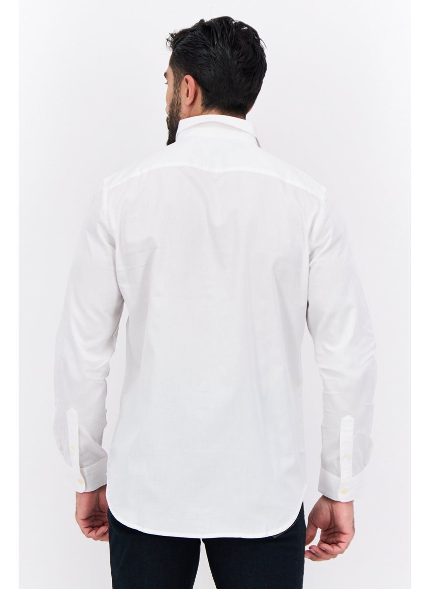 French Connection - Men Regular Fit Long Sleeves Plain Casual Shirt, White - Image 1