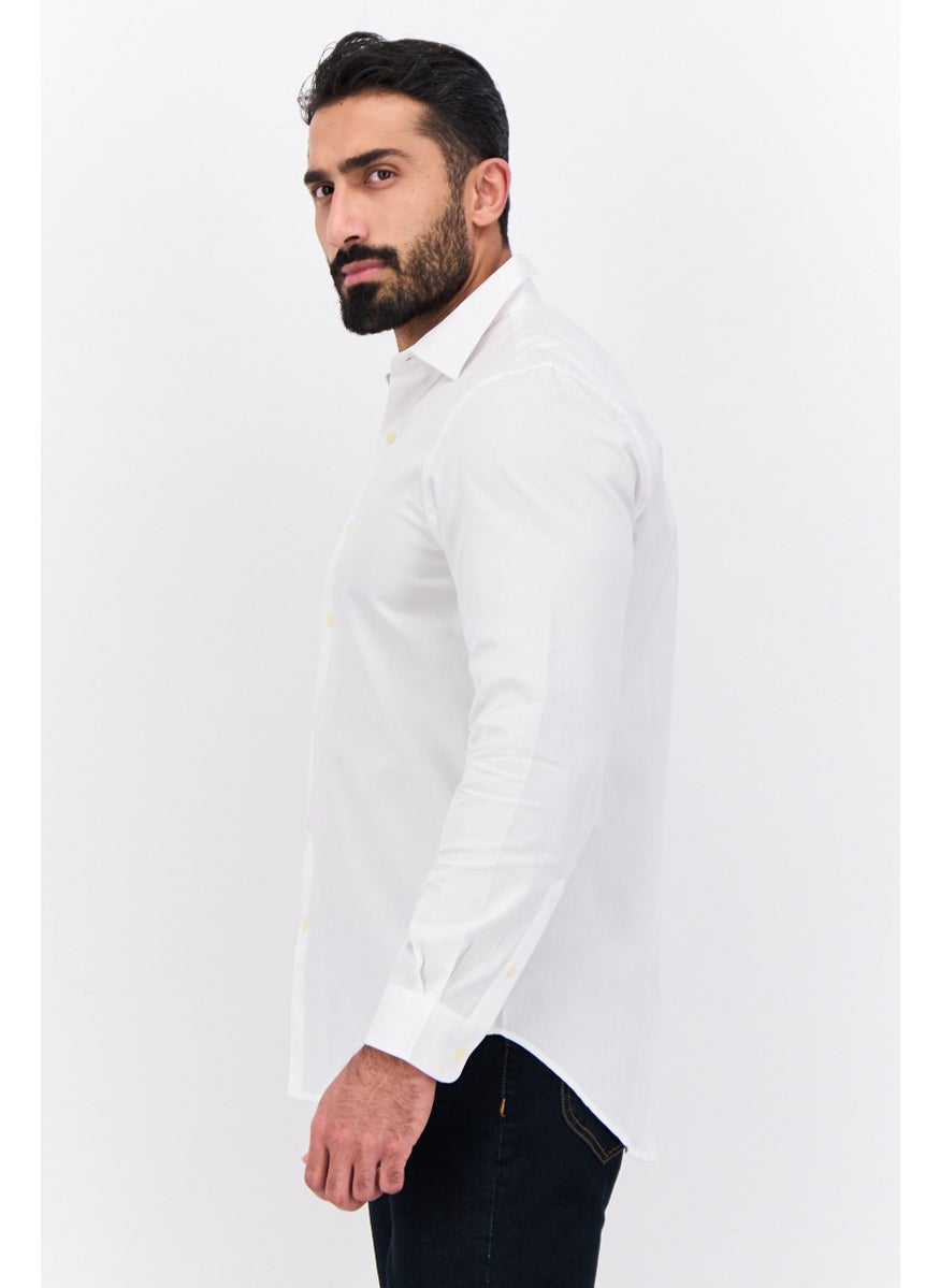 French Connection - Men Regular Fit Long Sleeves Plain Casual Shirt, White - Image 1