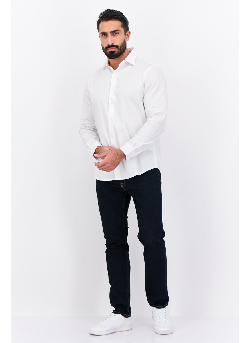 French Connection - Men Regular Fit Long Sleeves Plain Casual Shirt, White - Image 1