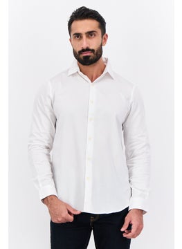 Men Regular Fit Long Sleeves Plain Casual Shirt, White