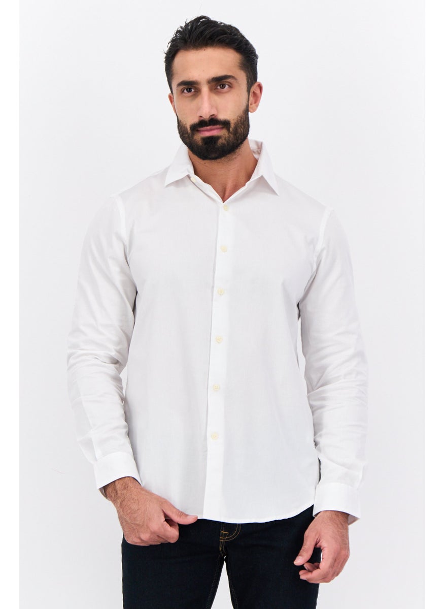 French Connection - Men Regular Fit Long Sleeves Plain Casual Shirt, White - Image 1