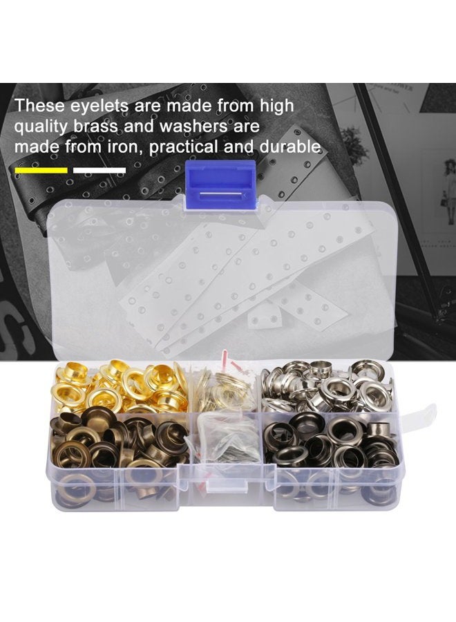 Hztyyier Metal Grommets Kit 140Pcs 5/16 Inch 8mm Metal Eyelets Kits Shoe Eyelets Grommet Sets for Shoes Clothes Crafts Bag DIY Project with Storage Box - Image 2