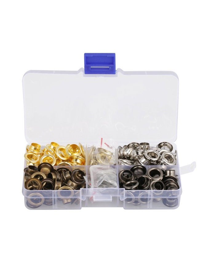 Hztyyier Metal Grommets Kit 140Pcs 5/16 Inch 8mm Metal Eyelets Kits Shoe Eyelets Grommet Sets for Shoes Clothes Crafts Bag DIY Project with Storage Box - Image 1