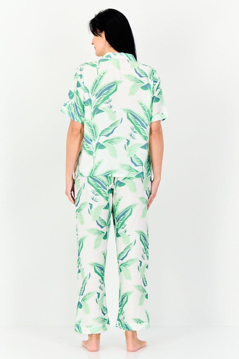 bebe Women 2 Pieces Floral Print Top And Pant Pajama Set, Multticolor  - Image 4