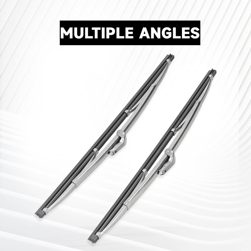 AceSupever 12" and 12" Vintage Front Windshield Wipers (Pack of 2), Polished Stainless Steel Bayonet Type Windshield Wiper Blades 6mm Bayonet Width for Oldtimers/Boat, Silver - Image 3