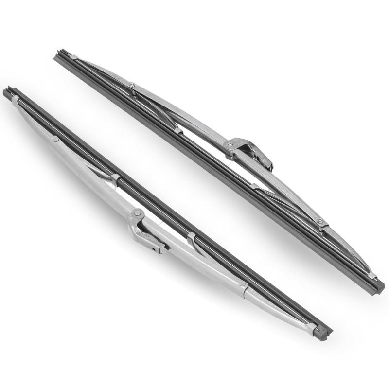 AceSupever 12" and 12" Vintage Front Windshield Wipers (Pack of 2), Polished Stainless Steel Bayonet Type Windshield Wiper Blades 6mm Bayonet Width for Oldtimers/Boat, Silver - Image 1