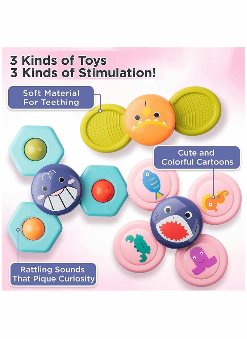 Y&D - Baby Cup Spinner Toy with Suction 3 Pack Bath Toys Cartoon Spinning Lovely Gift for and Children - Image 1
