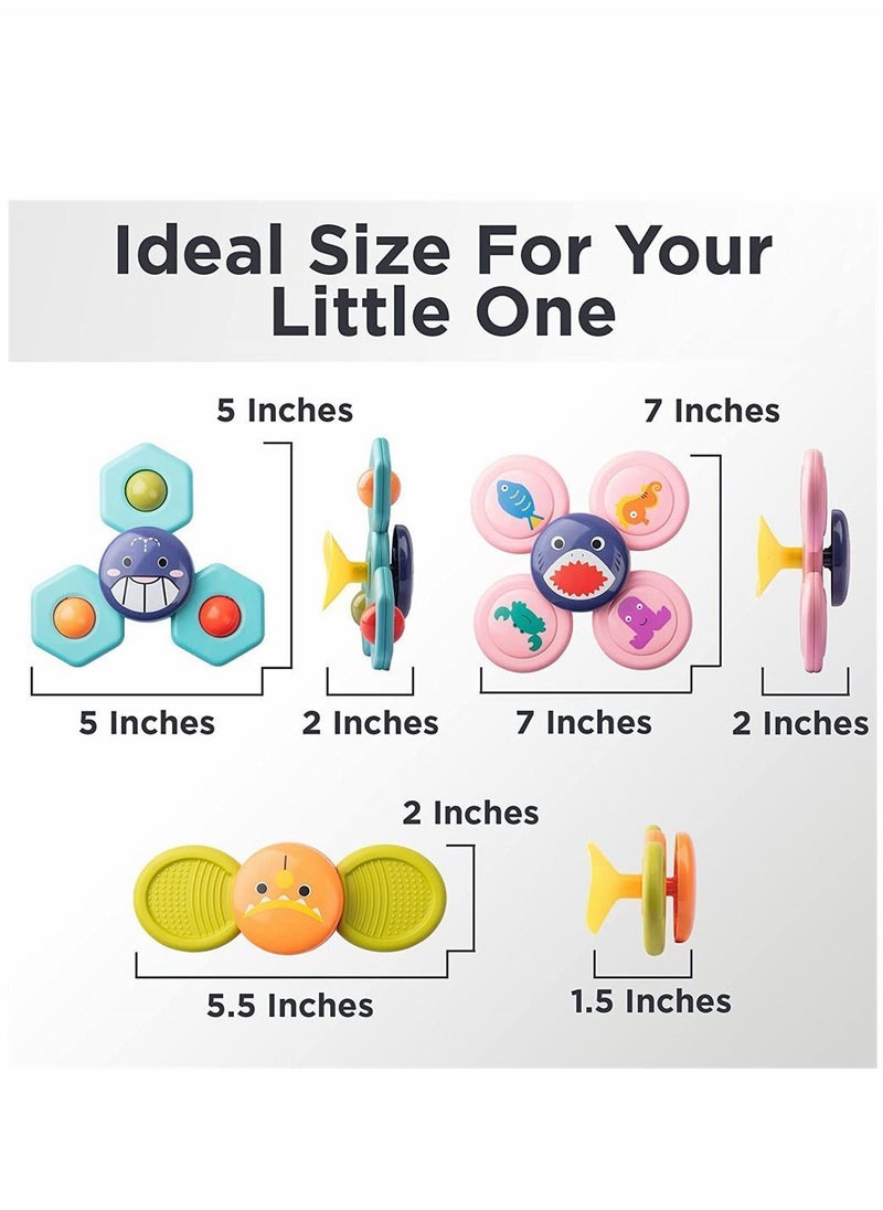Y&D - Baby Cup Spinner Toy with Suction 3 Pack Bath Toys Cartoon Spinning Lovely Gift for and Children - Image 1