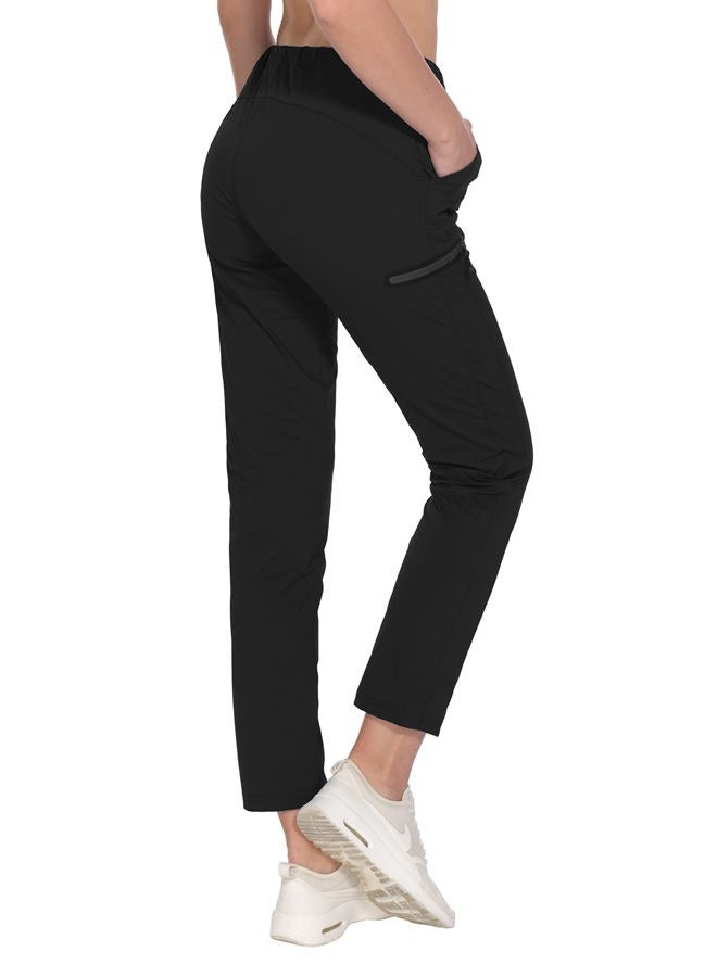Little Donkey Andy Women's Ultra-Stretch Quick Dry Lightweight Ankle Pants Drawstring Active Travel Hiking Large Black - Image 1