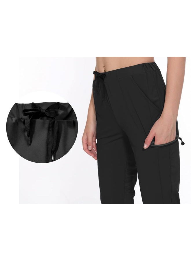 Little Donkey Andy Women's Ultra-Stretch Quick Dry Lightweight Ankle Pants Drawstring Active Travel Hiking Large Black - Image 4