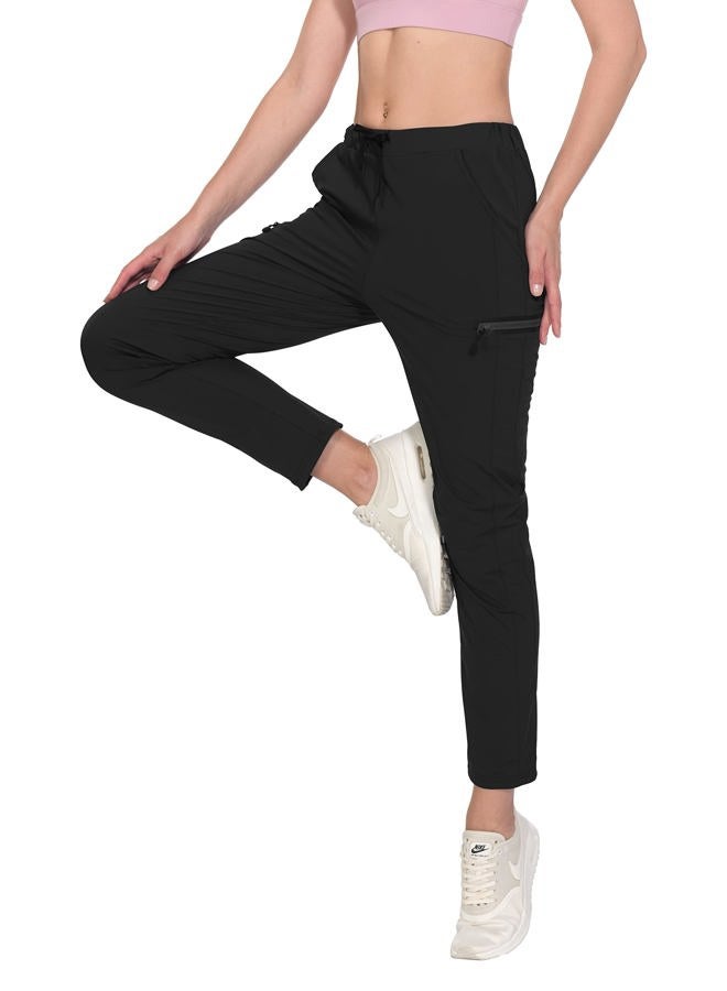 Little Donkey Andy Women's Ultra-Stretch Quick Dry Lightweight Ankle Pants Drawstring Active Travel Hiking Large Black - Image 2