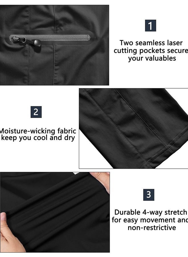 Little Donkey Andy Women's Ultra-Stretch Quick Dry Lightweight Ankle Pants Drawstring Active Travel Hiking Large Black - Image 5