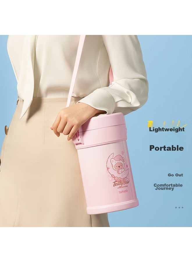 Tafuco Insulated Lunch Box, Stainless Steel Vacuum Insulated Pot, Four-layer Thermal Container, Student Bento Box, 2.3l, Pink T5606 - Image 4