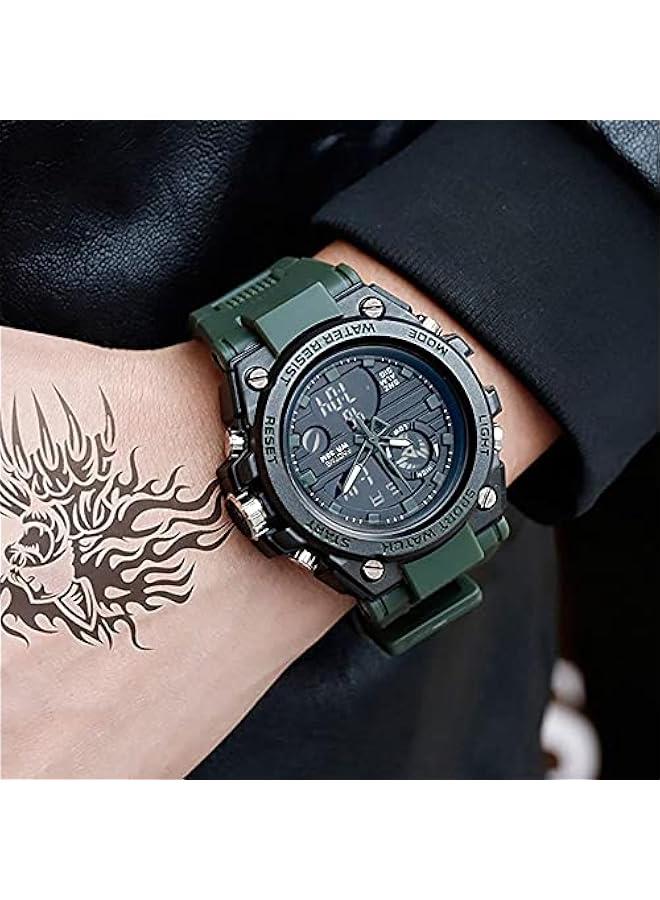 ساعات للرجال عسكرية تكتيكية رياضية ساعة توقيت LED سوداء رقمية للركض والتمرين، هدايا للأب أو الزوج - Image 3