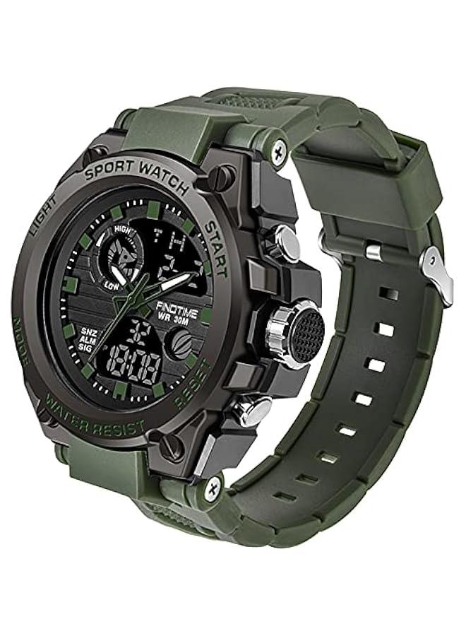 ساعات للرجال عسكرية تكتيكية رياضية ساعة توقيت LED سوداء رقمية للركض والتمرين، هدايا للأب أو الزوج - Image 1