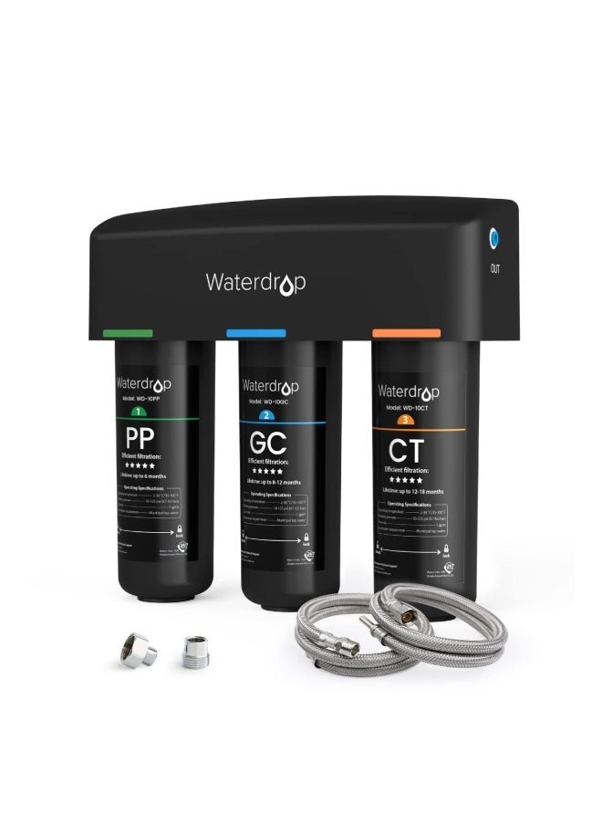 Waterdrop - Black  Tsa 3 Stage Under Sink Water Filter Direct Connect To Home Faucet Nsf/Ansi 42 Certified Element Usa Tech - Image 1