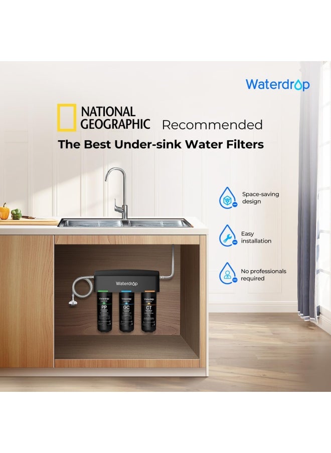 Waterdrop - Black  Tsa 3 Stage Under Sink Water Filter Direct Connect To Home Faucet Nsf/Ansi 42 Certified Element Usa Tech - Image 1