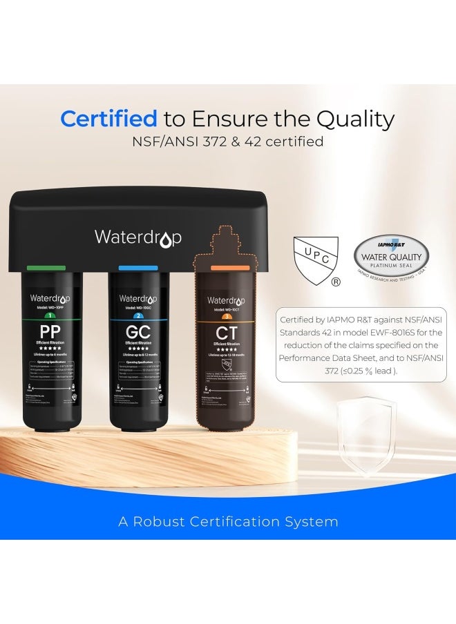 Waterdrop - Black  Tsa 3 Stage Under Sink Water Filter Direct Connect To Home Faucet Nsf/Ansi 42 Certified Element Usa Tech - Image 1