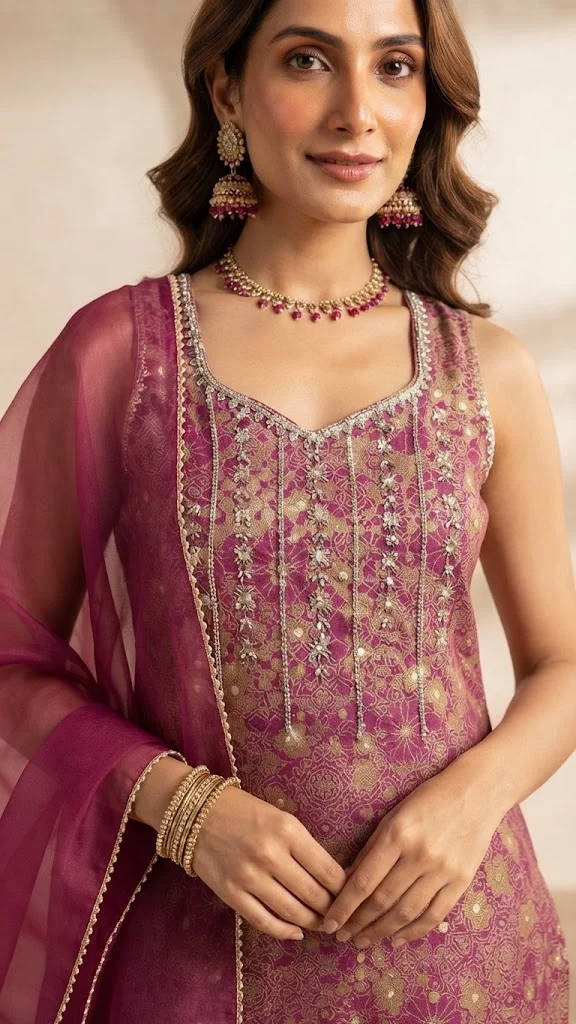 Viny VINY Violet 3-Piece Mandala Print Embroidered Suit Set – Women's Indian Ethnic Wear