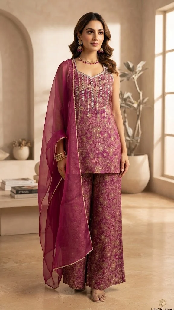 Viny VINY Violet 3-Piece Mandala Print Embroidered Suit Set – Women's Indian Ethnic Wear