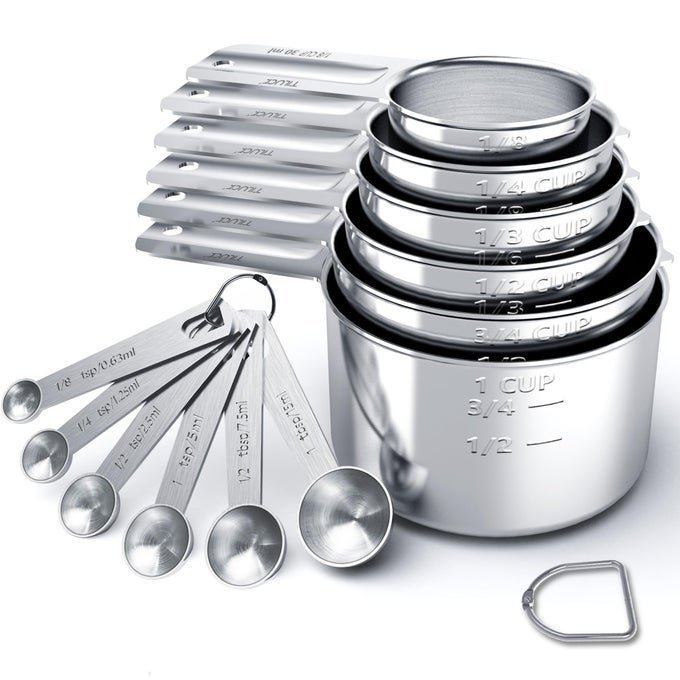 STAINLESS STEEL MEASURING CUPS SPOONS SET CUPS AND SPOONSKITCHEN GADGETS FOR COOKING BAKING 12