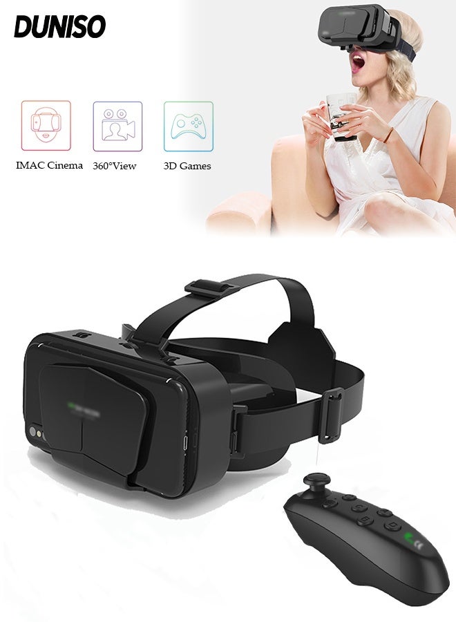 DUNISO VR 3D Virtual Reality Headset，VR Headset for iPhone & Android with Controller，Adjustable Virtual Reality VR Glasses，Support 4.7-7.0 Inch Mobile Phones，for TV, Movies, Video Games - Image 1