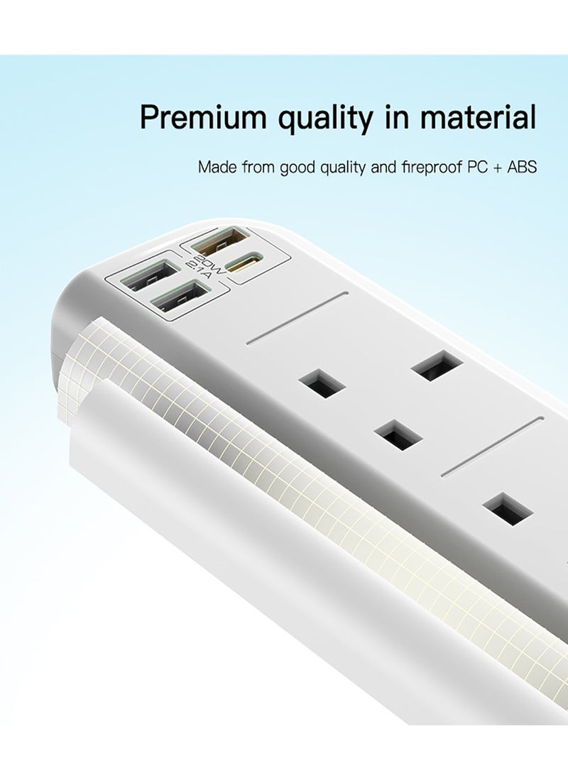 Yesido - Yesido MC15 Splitter AC Multi-socket Smart Power Socket Hub With USB PD QC Fast Charging - White - Image 1