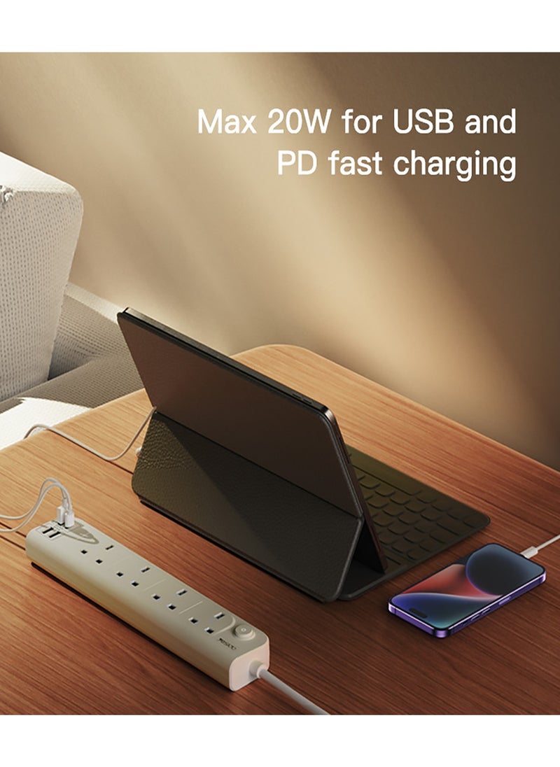 Yesido - Yesido MC15 Splitter AC Multi-socket Smart Power Socket Hub With USB PD QC Fast Charging - White - Image 1