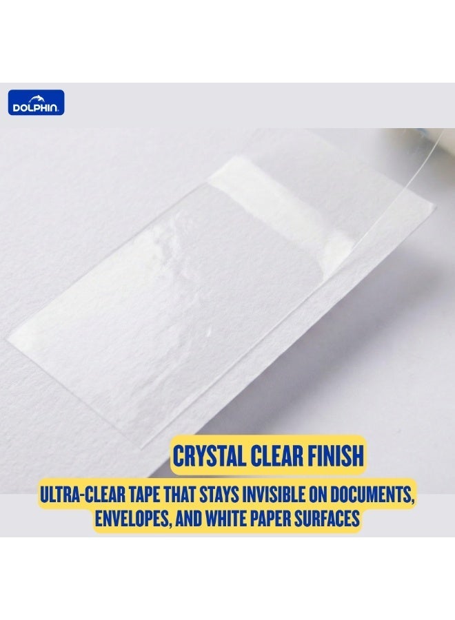 دولفين شريط لاصق شفاف فائق الوضوح دولفين عرض 24 مم × طول 36 ياردة، مناسب للمدرسة والمكتب والمنزل - Image 4