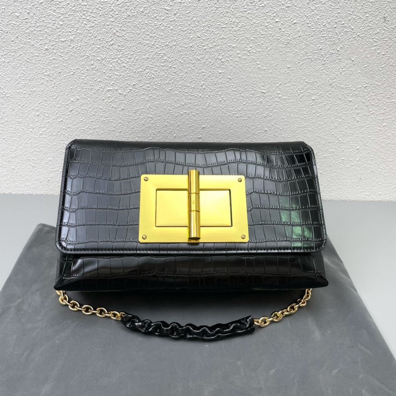 Luxury Large Hardware Crocodile Pattern Chain And Leather Small Bag Women'S 2022 New Armpit Shoulder Turn Buckle Flip Bag - Image 2