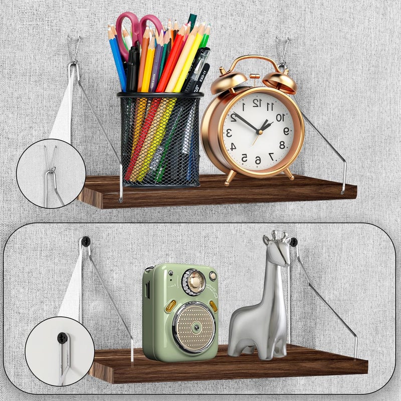Demine Fabric Wall Cubicle Shelf with Hooks for Work Decor, 11.8''x6'' Wooden Cubicle Organizer Storage Shelf with Hangers Cubicle Accessories for Office & Women Men Deskï¼ˆ1 Pack ï¼‰ - Image 5