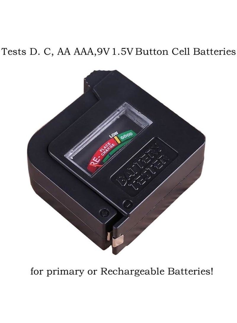 Cobest Battery Tester, Multi Purpose Household Battery Load Tester Checker, Universal Battery Checker Meter for AA/AAA/C/D/9V/1.5V Small Button Cell Batteries 12 V Lantern Cells & More (Black) - Image 2