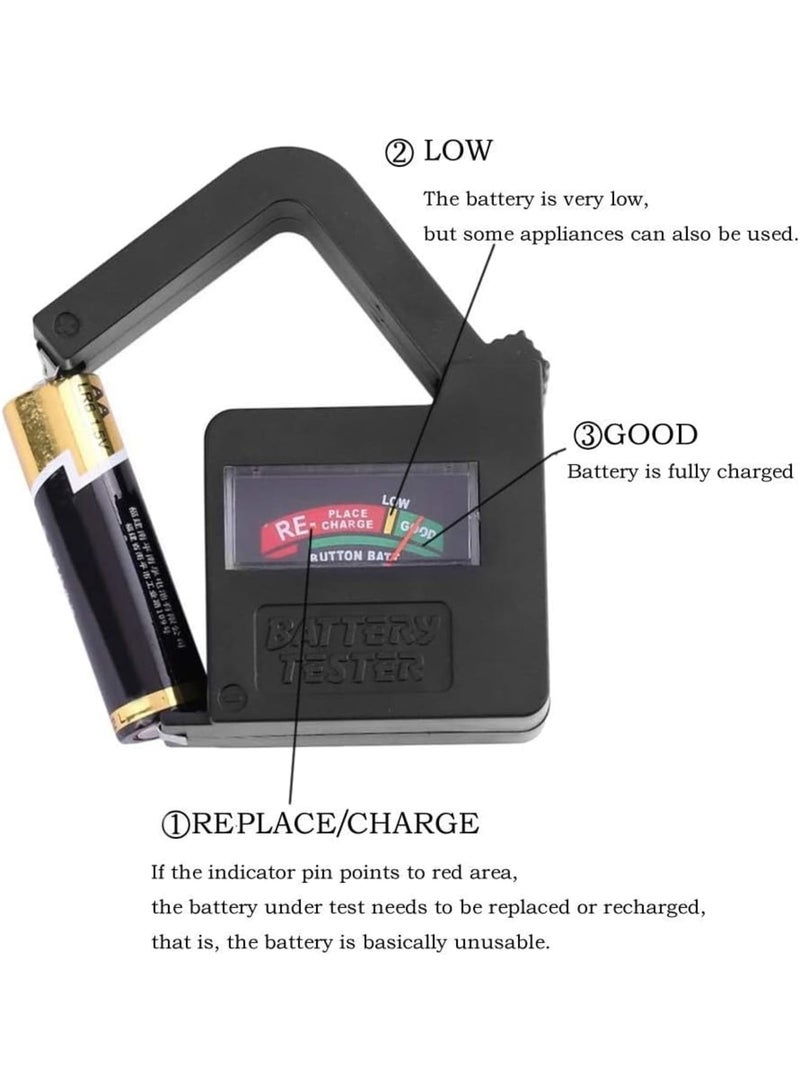 Cobest Battery Tester, Multi Purpose Household Battery Load Tester Checker, Universal Battery Checker Meter for AA/AAA/C/D/9V/1.5V Small Button Cell Batteries 12 V Lantern Cells & More (Black) - Image 3