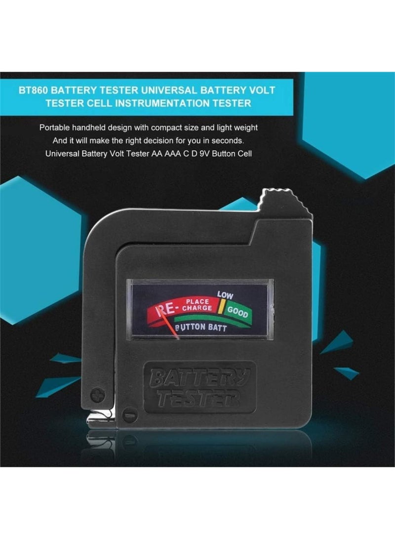 Cobest Battery Tester, Multi Purpose Household Battery Load Tester Checker, Universal Battery Checker Meter for AA/AAA/C/D/9V/1.5V Small Button Cell Batteries 12 V Lantern Cells & More (Black) - Image 4