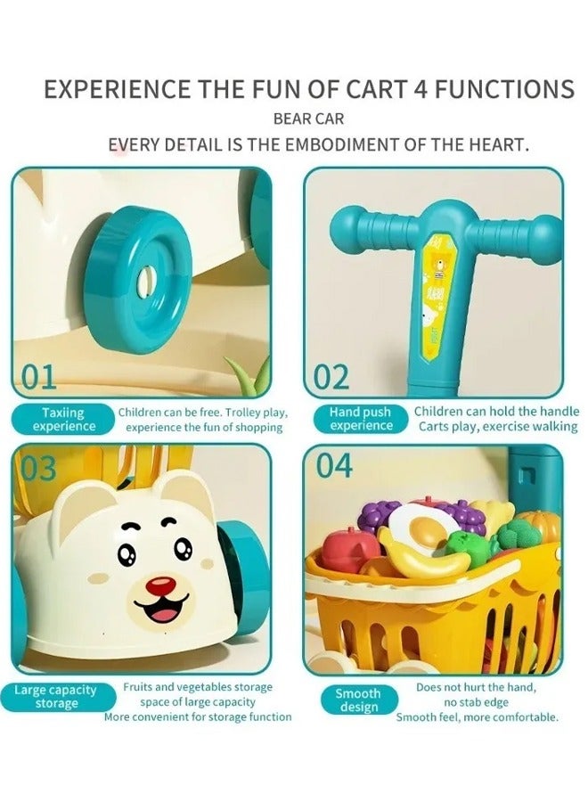 Kids Shopping Cart Trolley Play Set Mini Little Shop Shopping Trolley Toy Mini Supermarket Cart Pretend Play Set for Kids Shipping Car Play House Game Pretend Play Kitchen Game - Image 4