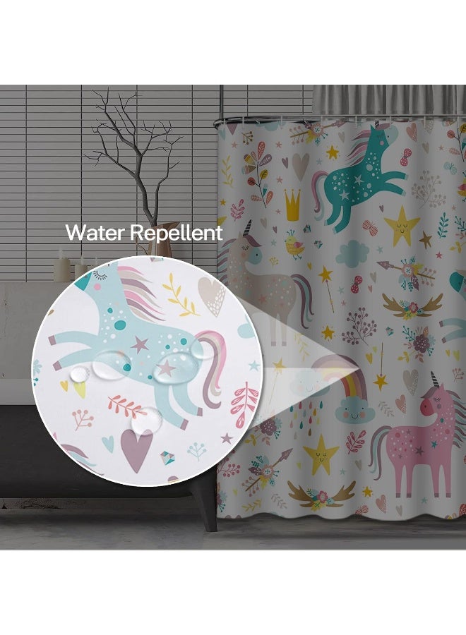 Emvency Shower Curtain Kids Rainbow Blue Pattern Unicorns Pink Baby Girl Animal Arrow Beautiful Waterproof Polyester Fabric 72 x 72 Inches Set with Hooks - Image 4
