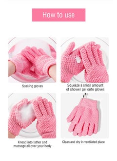 Generic 4 Pieces Exfoliating Gloves (2 Pieces Pink and 2 Pieces Blue), High Quality Exfoliating Gloves for Face Washing, Bathing, Spa, Massage, Body Scrub, Exfoliating Scrub, Remove Dead Skin  - Image 5