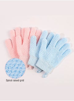 Generic 4 Pieces Exfoliating Gloves (2 Pieces Pink and 2 Pieces Blue), High Quality Exfoliating Gloves for Face Washing, Bathing, Spa, Massage, Body Scrub, Exfoliating Scrub, Remove Dead Skin  - Image 1